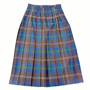 Deans of Scotland Green Wool Tartan Plaid Midi A-Line Patterend Skirt Size 10